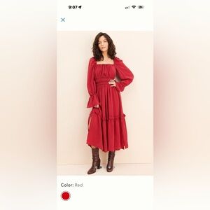 OhSevenDays Anthropologie Willa Midi Dress Red